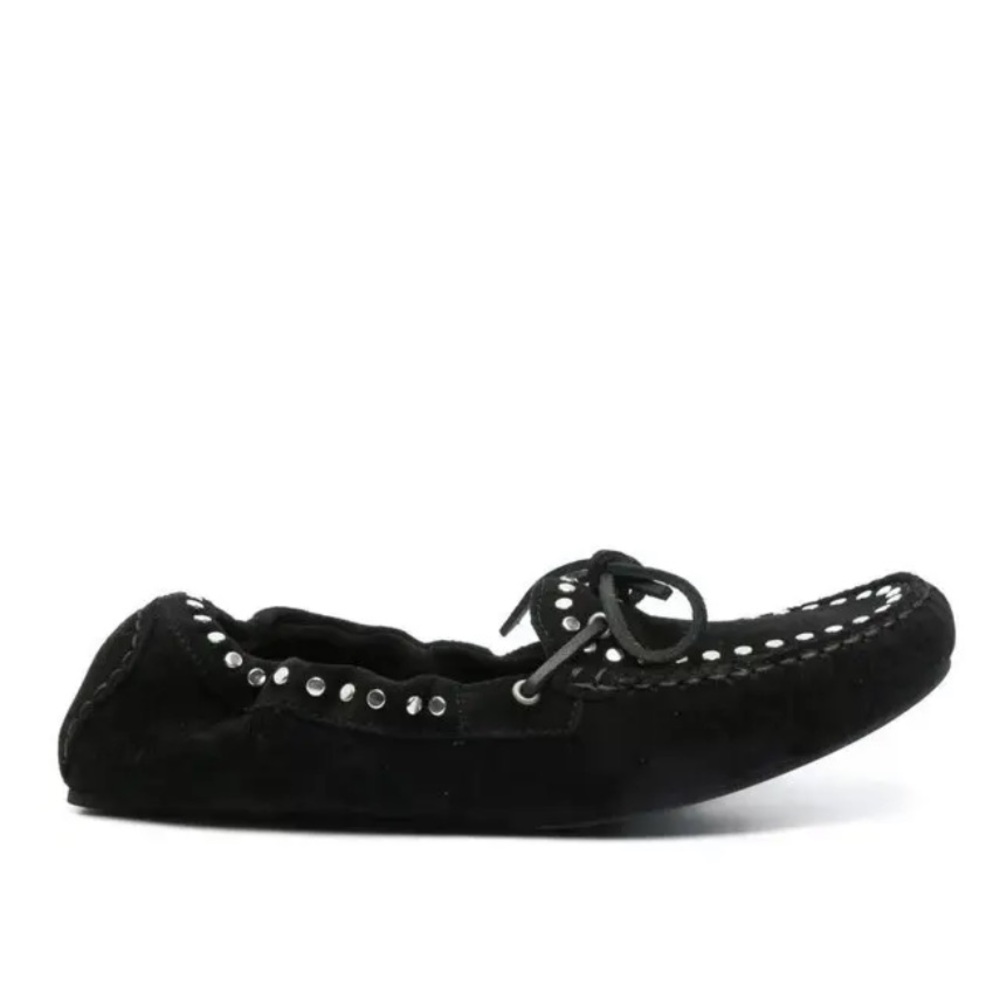 ALOHAS Black Suede Studded Moccasin Loafers